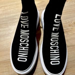 Love Moschino High-Top Embroidered Logo Sock Sneakers - Women's EU 41/US 10